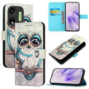 For Itel P55 5G 3D Painting Horizontal Flip Leather Phone Case(Grey Owl)