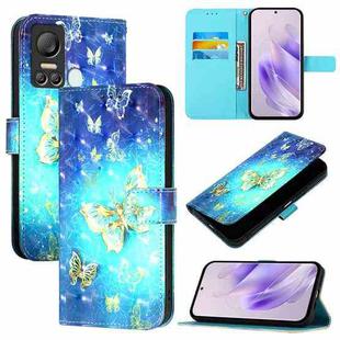 For Itel S18 / Vision 5 3D Painting Horizontal Flip Leather Phone Case(Golden Butterfly)