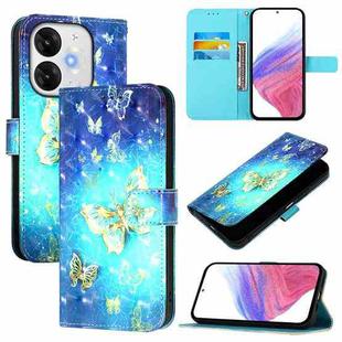 For itel A80 4G 3D Painting Horizontal Flip Leather Phone Case(Golden Butterfly)