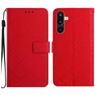 For Samsung Galaxy M36 5G Rhombic Grid Texture Leather Phone Case(Red)