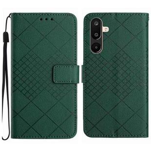 For Samsung Galaxy M36 5G Rhombic Grid Texture Leather Phone Case(Green)