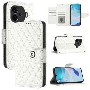 For vivo iQOO Z9 / Z9 Turbo Rhombic Texture Flip Leather Phone Case with Lanyard(White)