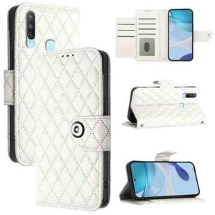 For vivo Y17 / Y15 / Y12 / Y11 2019 Rhombic Texture Flip Leather Phone Case with Lanyard(White)