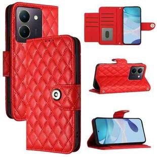 For vivo Y36 5G / Y36 4G / Y36 India Rhombic Texture Flip Leather Phone Case with Lanyard(Red)