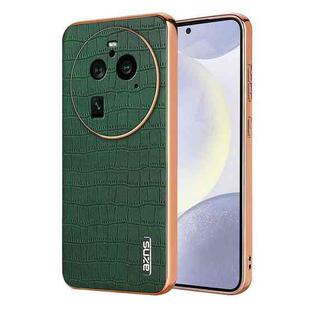 For OPPO Find X6 Pro AZNS Electroplated Frame Crocodile Texture Full Coverage Phone Case(Green)