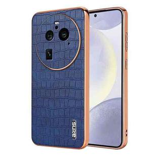 For OPPO Find X6 Pro AZNS Electroplated Frame Crocodile Texture Full Coverage Phone Case(Blue)