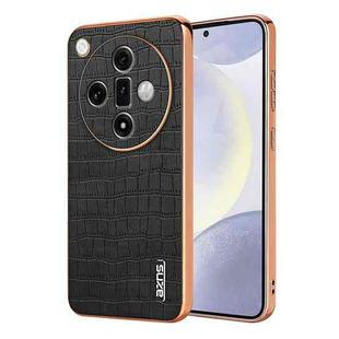 For OPPO Find X7 AZNS Electroplated Frame Crocodile Texture Full Coverage Phone Case(Black)