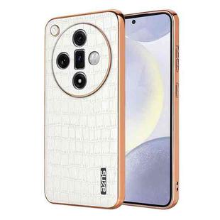 For OPPO Find X7 AZNS Electroplated Frame Crocodile Texture Full Coverage Phone Case(White)