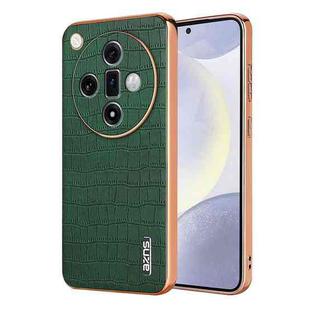 For OPPO Find X7 Ultra AZNS Electroplated Frame Crocodile Texture Full Coverage Phone Case(Green)