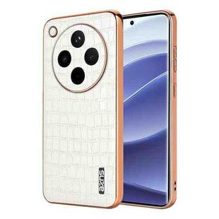 For OPPO Find X8 AZNS Electroplated Frame Crocodile Texture Full Coverage Phone Case(White)