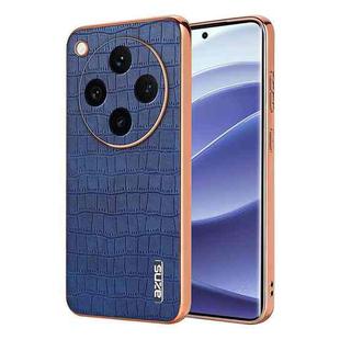 For OPPO Find X8 Pro AZNS Electroplated Frame Crocodile Texture Full Coverage Phone Case(Blue)
