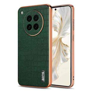 For OPPO Find X8s AZNS Electroplated Frame Crocodile Texture Full Coverage Phone Case(Green)