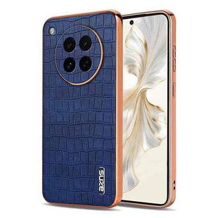 For OPPO Find X8s AZNS Electroplated Frame Crocodile Texture Full Coverage Phone Case(Blue)
