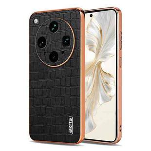 For OPPO Find X8 Ultra AZNS Electroplated Frame Crocodile Texture Full Coverage Phone Case(Black)