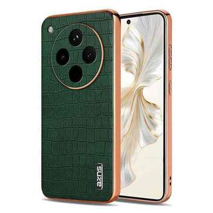 For OPPO Find X8s+ AZNS Electroplated Frame Crocodile Texture Full Coverage Phone Case(Green)