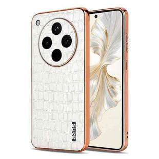 For OPPO Find X8s+ AZNS Electroplated Frame Crocodile Texture Full Coverage Phone Case(White)