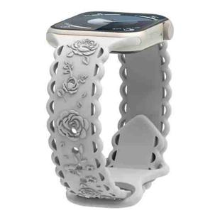 For Apple Watch Series 9 45mm Lace 3D Rose Embossed Silicone Watch Band(Starlight)
