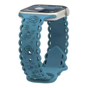 For Apple Watch Series 8 41mm Lace 3D Rose Embossed Silicone Watch Band(Pine Green)