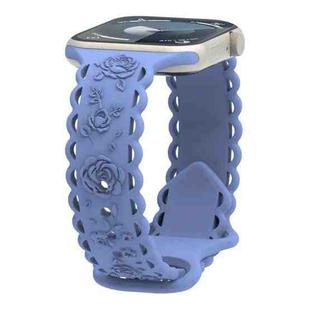 For Apple Watch SE 40mm Lace 3D Rose Embossed Silicone Watch Band(Lavender)