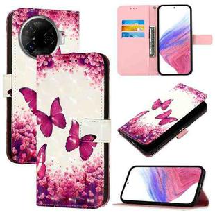 For Tecno Camon 30 Pro 3D Painting Horizontal Flip Leather Phone Case(Rose Butterfly)