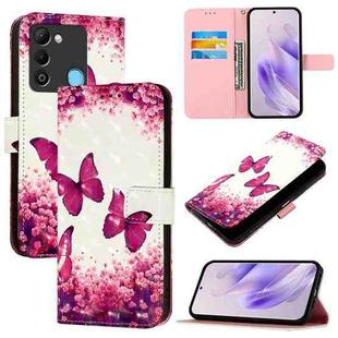 For Tecno Spark 9 3D Painting Horizontal Flip Leather Phone Case(Rose Butterfly)