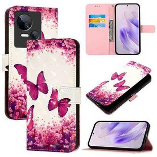 For Tecno Spark 10 5G 3D Painting Horizontal Flip Leather Phone Case(Rose Butterfly)