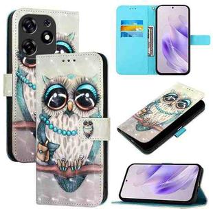 For Tecno Spark 10 Pro Magic Magenta 3D Painting Horizontal Flip Leather Phone Case(Grey Owl)