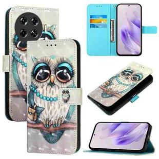 For Tecno Spark 20 Pro+ 3D Painting Horizontal Flip Leather Phone Case(Grey Owl)