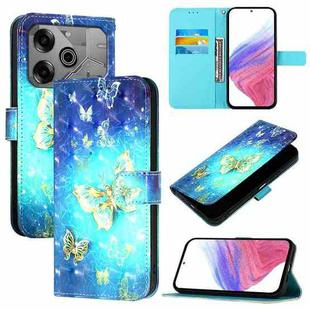 For Tecno Pova 6 Neo 3D Painting Horizontal Flip Leather Phone Case(Golden Butterfly)