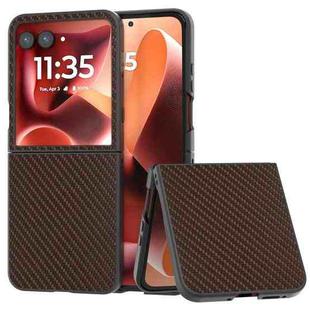 For Motorola Razr 60 Ultra Carbon Fiber Texture Protective Phone Case(Dark Brown)