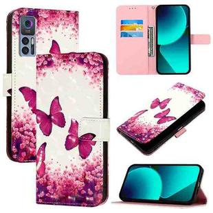 For TCL 30 4G 3D Painting Horizontal Flip Leather Phone Case(Rose Butterfly)