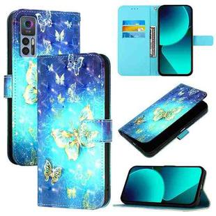 For TCL 30 5G 3D Painting Horizontal Flip Leather Phone Case(Golden Butterfly)