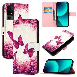 For TCL 40 R 5G 3D Painting Horizontal Flip Leather Phone Case(Rose Butterfly)