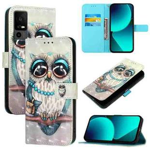 For TCL 40 R 5G 3D Painting Horizontal Flip Leather Phone Case(Grey Owl)