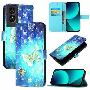 For TCL 50 SE 3D Painting Horizontal Flip Leather Phone Case(Golden Butterfly)