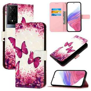 For TCL 50 XE 5G 3D Painting Horizontal Flip Leather Phone Case(Rose Butterfly)