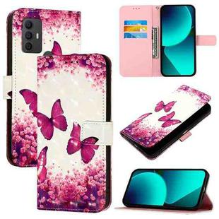 For TCL 305 / 306 / 30 SE AL02 3D Painting Horizontal Flip Leather Phone Case(Rose Butterfly)
