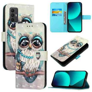 For TCL 305 / 306 / 30 SE AL02 3D Painting Horizontal Flip Leather Phone Case(Grey Owl)