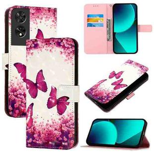 For TCL 505 3D Painting Horizontal Flip Leather Phone Case(Rose Butterfly)