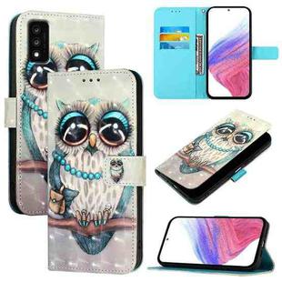 For TCL 30T T603DL 3D Painting Horizontal Flip Leather Phone Case(Grey Owl)