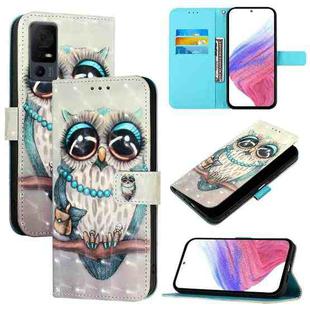 For TCL 40 XL / 40 T T608DL 3D Painting Horizontal Flip Leather Phone Case(Grey Owl)