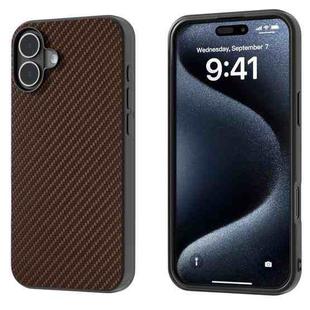 For iPhone 16 Carbon Fiber Texture Protective Phone Case(Dark Brown)