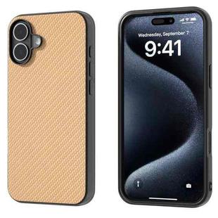 For iPhone 16 Carbon Fiber Texture Protective Phone Case(Gold)