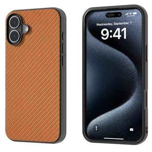 For iPhone 16 Plus Carbon Fiber Texture Protective Phone Case(Light Brown)