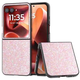 For Motorola Razr 60 Ultra Black Frame Colorful Glitter Phone Case(Pink)