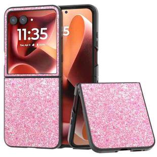 For Motorola Razr 60 Ultra Black Frame Colorful Glitter Phone Case(Purple Pink)