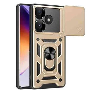 For Xiaomi Poco F6 Sliding Camera Cover Design TPU Hybrid PC Phone Case(Gold)