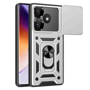 For Xiaomi Poco F6 Sliding Camera Cover Design TPU Hybrid PC Phone Case(Silver)