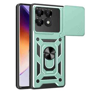For Xiaomi Poco F6 Pro Sliding Camera Cover Design TPU Hybrid PC Phone Case(Mint Green)