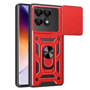 For Xiaomi Poco F6 Pro Sliding Camera Cover Design TPU Hybrid PC Phone Case(Red)